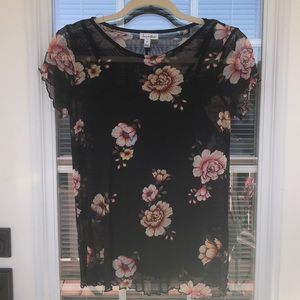 💛 Love, Fire Small Black Mesh Floral Top